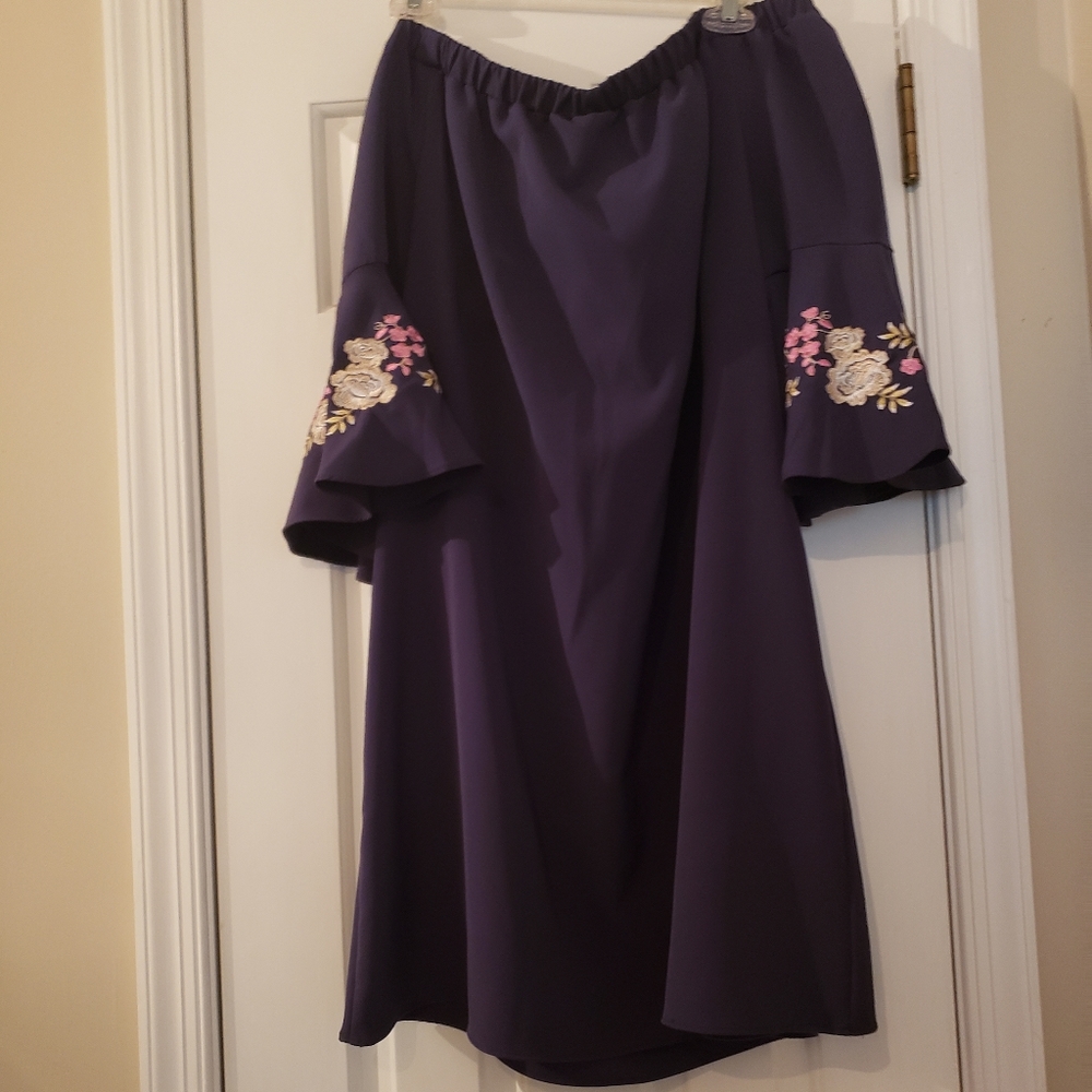 Purple off the shoulder dress
